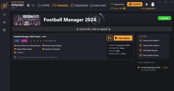 Football Manager 2023 Cheats & Trainers for PC